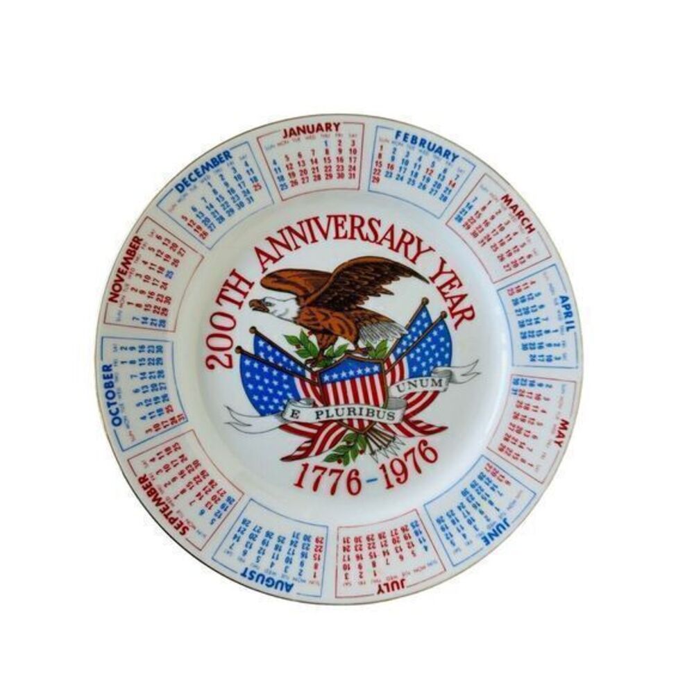 Souvenir Plate‎ Calendar 200th Anniversary Year 1776-1976 Bicentennial